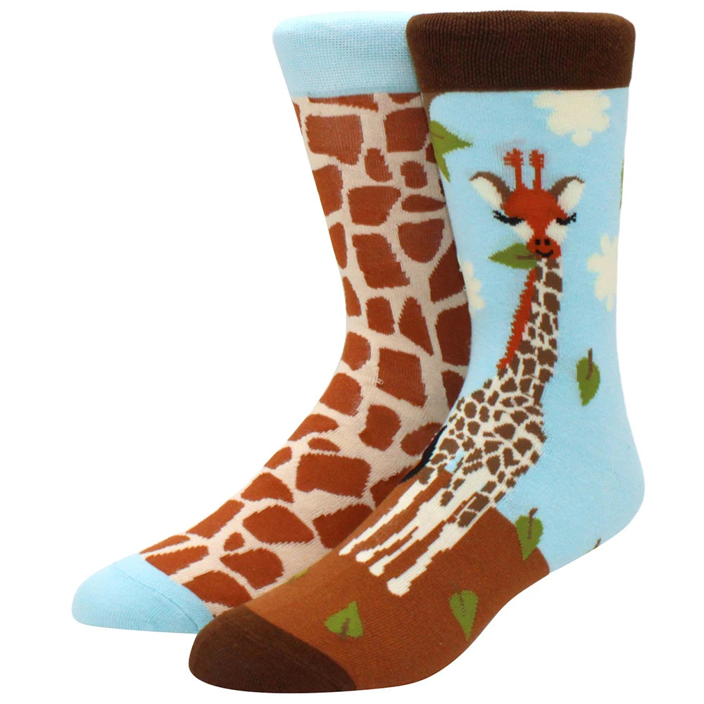 Men's mid-rise socks AB asymmetrical animal series fashion personality color skateboard yin and yang socks