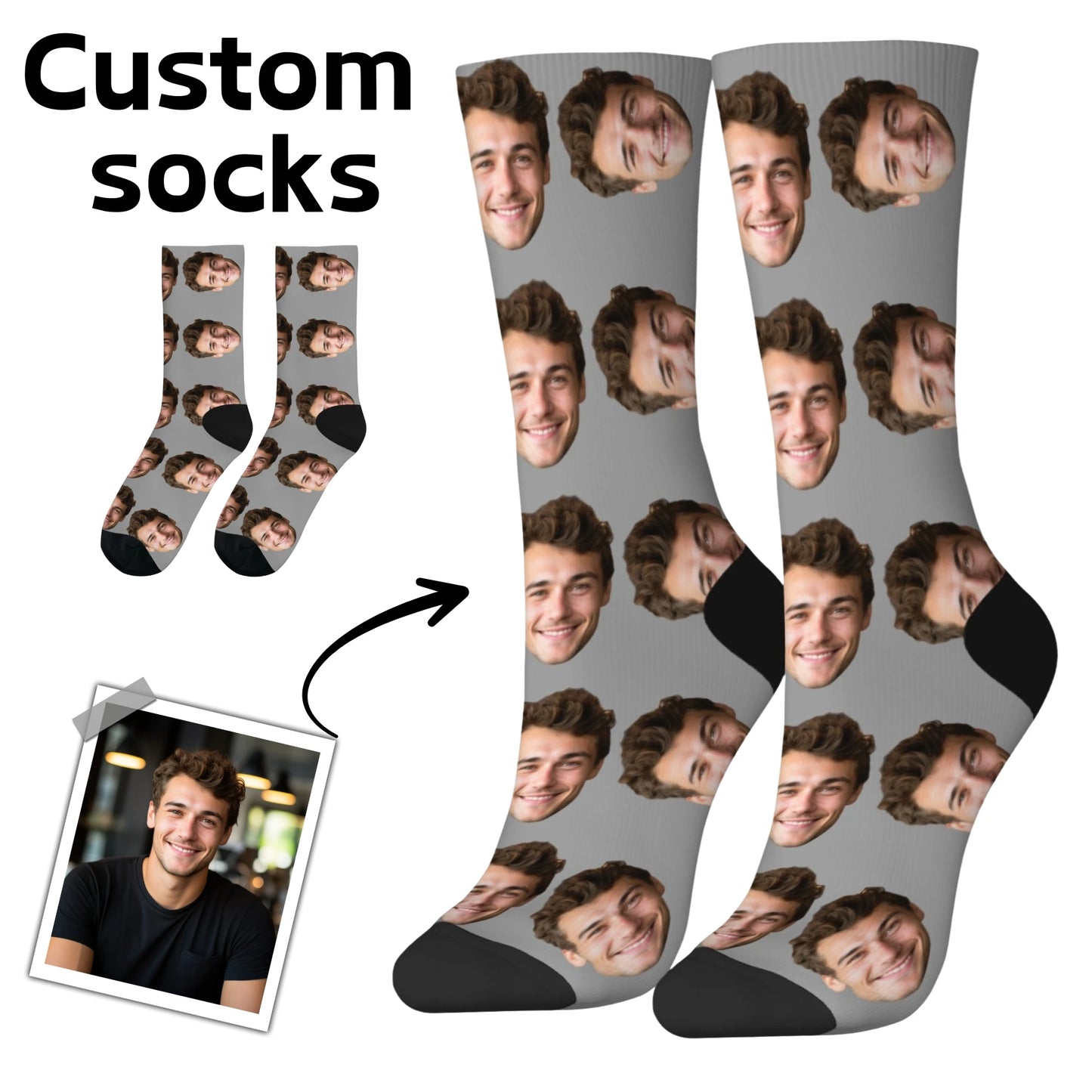 Novelty Custom Face Socks DIY Personalized Photo Custom Socks Crazy Funny Men's Socks Christmas Party Birthday Anniversary Gift