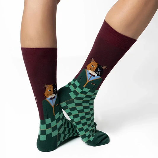 Novelty Funny Cartoon Elegant Cat Crew Socks Cotton Unisex Fashion Street Skateboard Stockings Women Men Couple Long Socks Gifts