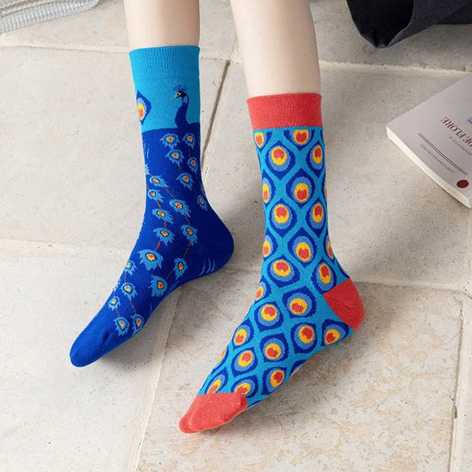 Men's Novelty Fun Dress Socks AB Styles Fashion Personality Cartoon Colorful Funky Fancy Crazy Funny Casual Crew Socks