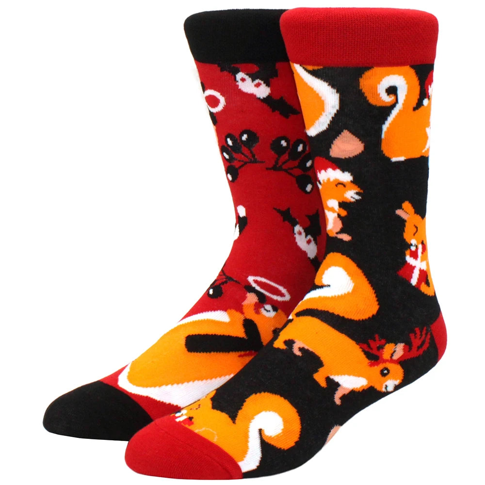 Men’s Crew Yin Yang Animal Socks – Colorful Mismatched Style