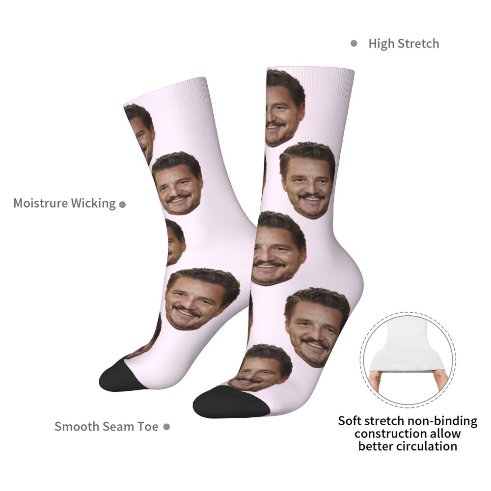 Novelty Mens Pedro Pascal Smile Unisex Winter Socks Hip Hop Happy Socks Street Style Crazy Sock