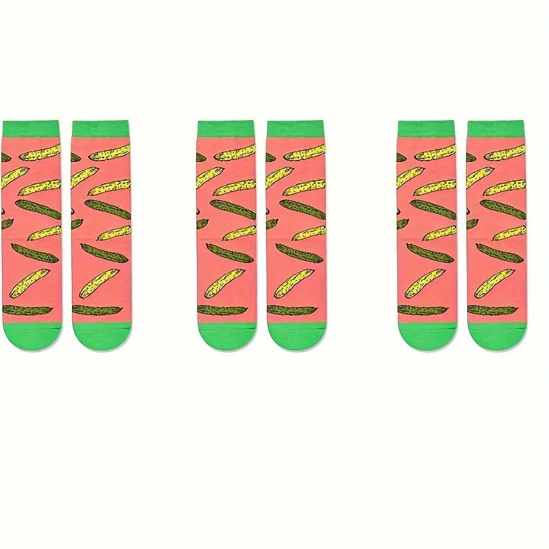 Novelty Sock Women Female Cotton Casual Funny Cute Short Food Socks Creative Printed Hosiery Harajuku Mid-Calf Personality
