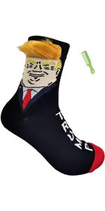 Novelty Crew Socks, Unisex Funny Political Leader Portrait Print, Conversation Starter Socks  Funny Political Gifts