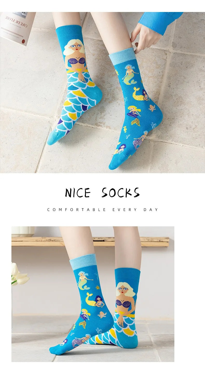 Men's Novelty  Fun Dress Socks AB Styles Fashion Personality Cartoon Colorful Funky Fancy Crazy Funny Casual Crew Socks