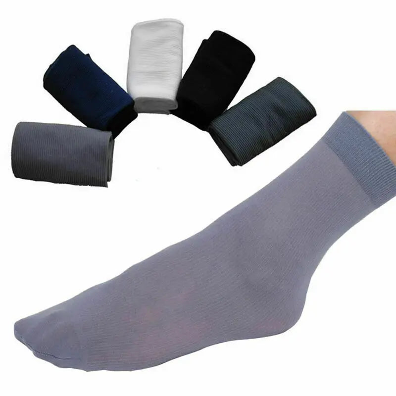 10pairs Men Ultra-thin Transparent Ice Silk Socks Summer Socks Solid Business Socks Breathable Soft Socks Ankle Socks