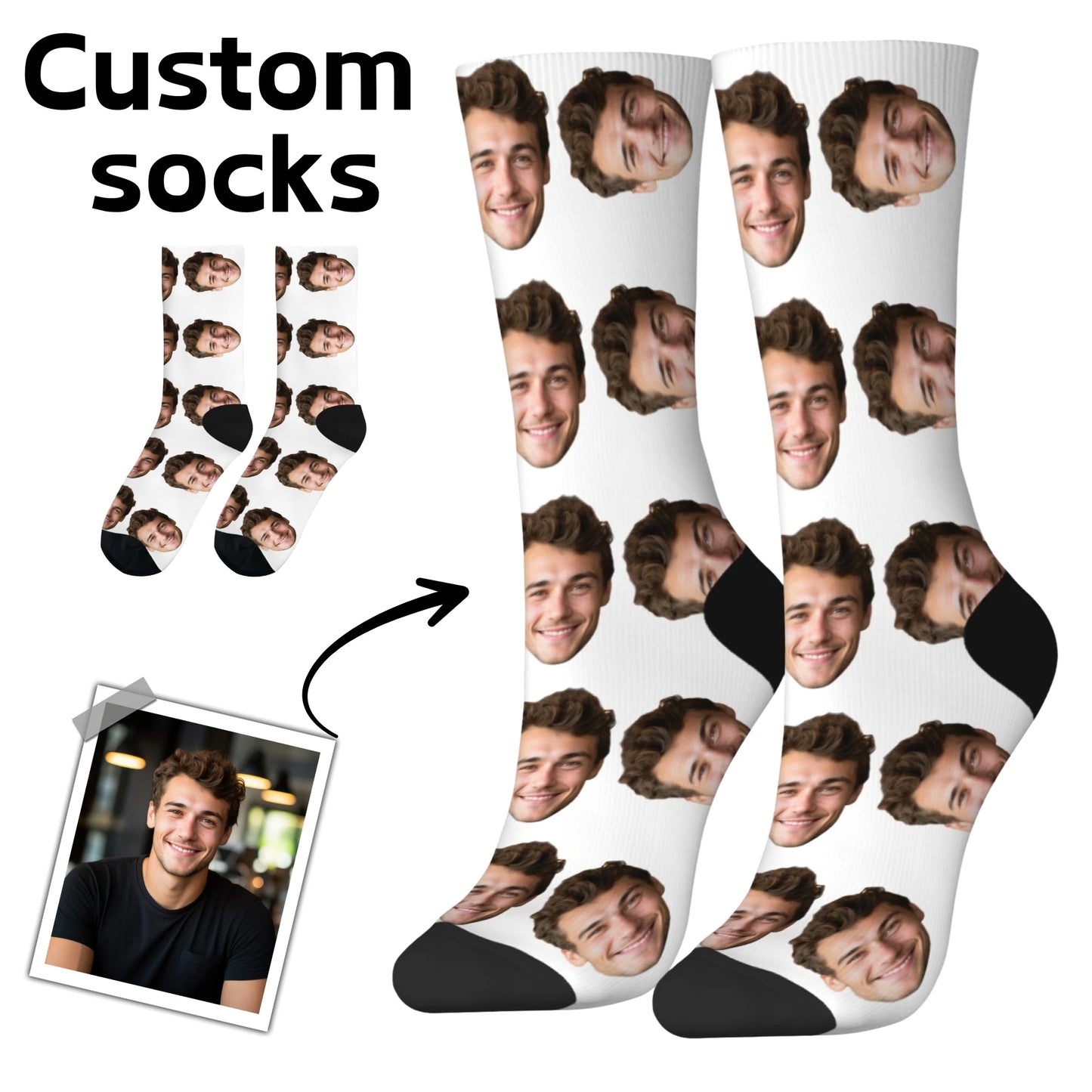 Novelty Custom Face Socks DIY Personalized Photo Custom Socks Crazy Funny Men's Socks Christmas Party Birthday Anniversary Gift