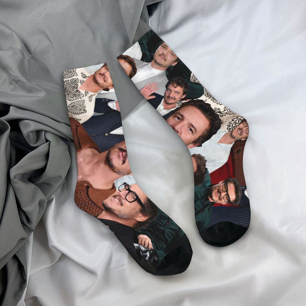 Novelty Mens Pedro Pascal Smile Unisex Winter Socks Hip Hop Happy Socks Street Style Crazy Sock