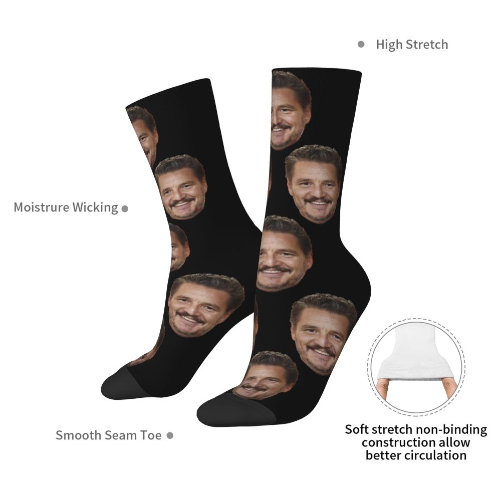 Novelty Mens Pedro Pascal Smile Unisex Winter Socks Hip Hop Happy Socks Street Style Crazy Sock