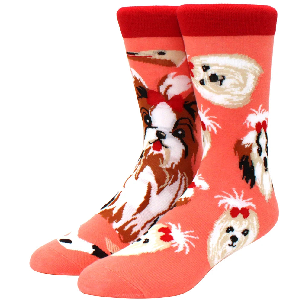 Men's mid-rise socks AB asymmetrical animal series fashion personality color skateboard yin and yang socks