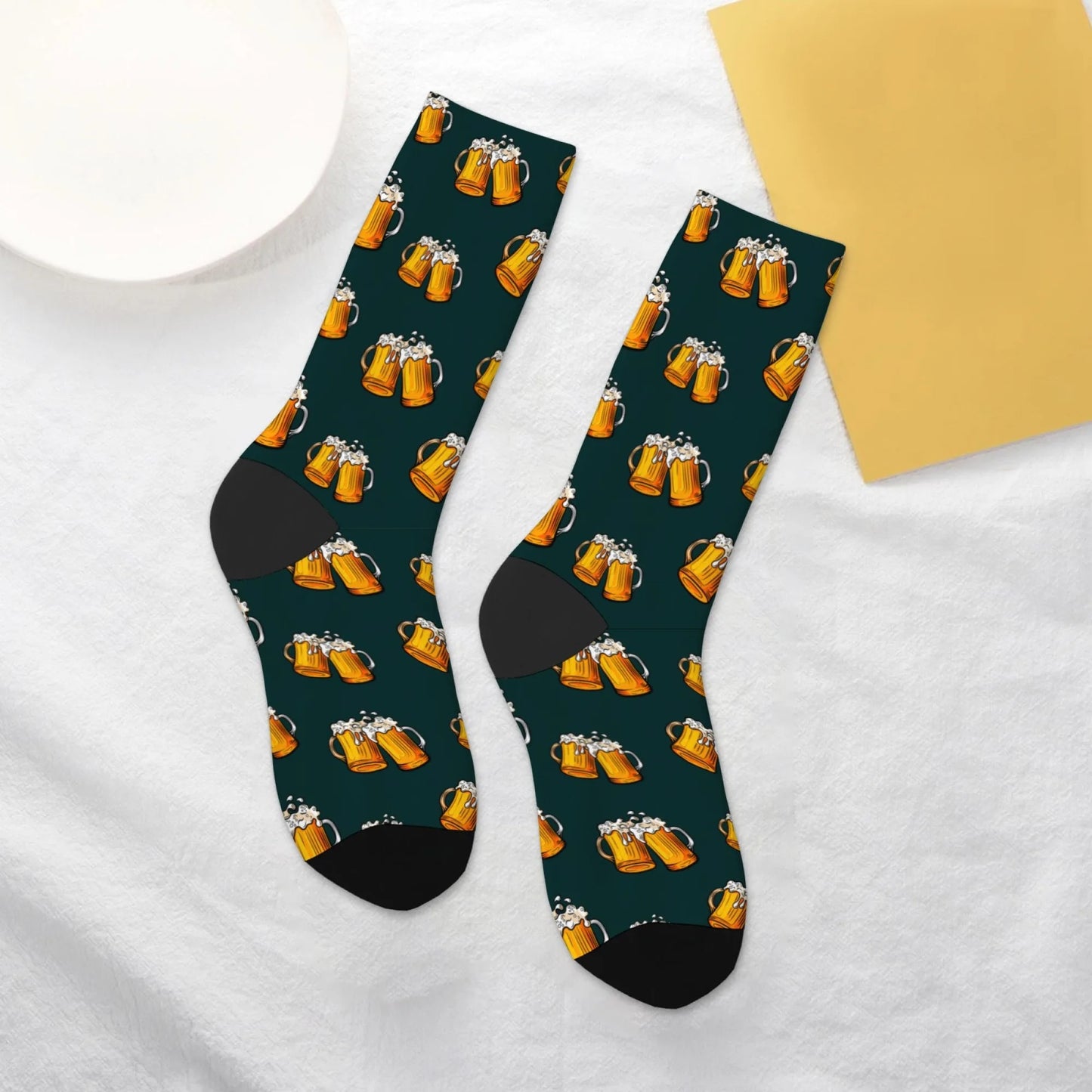 Novelty funny beer socks happy men's socks beer festival party carnival Harajuku retro style street hip hop trend socks gift