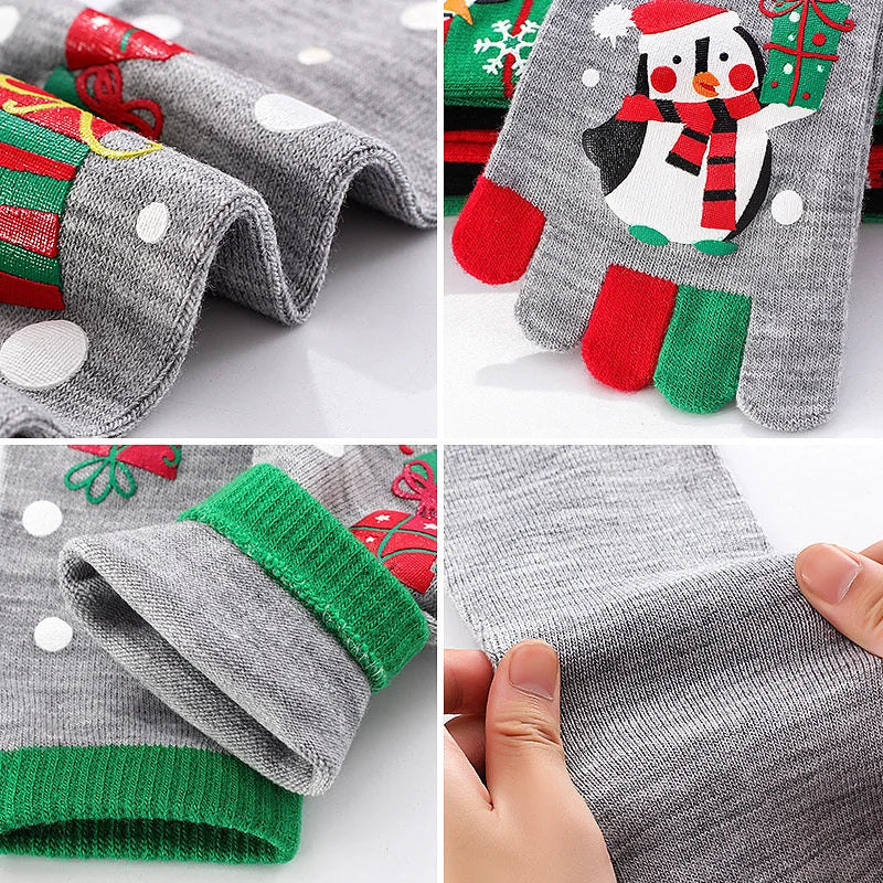 {YY28} Novelty Christmas Toe Socks Cartoon Funny Split Toe Socks Cotton Warm Sweat Absorbing Stockings Holiday Gift