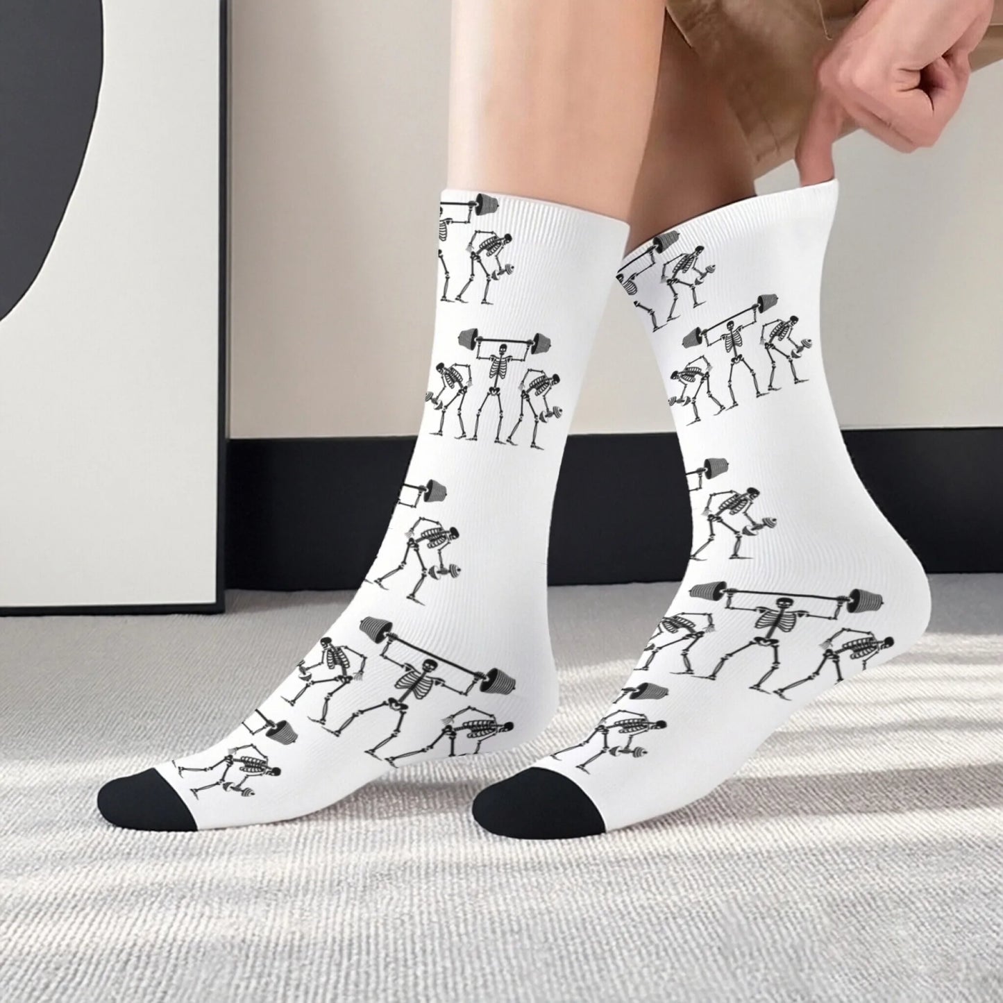 Novel and Fun Skull-themed Weightlifting Squat Socks Fun Creative Stylish Unique Comfortable Breathable and Durable Socks