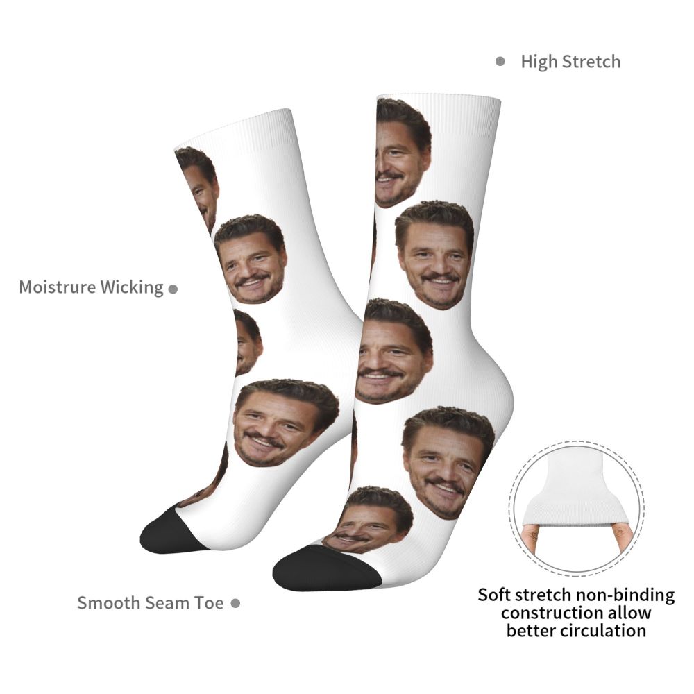 Novelty Mens Pedro Pascal Smile Unisex Winter Socks Hip Hop Happy Socks Street Style Crazy Sock