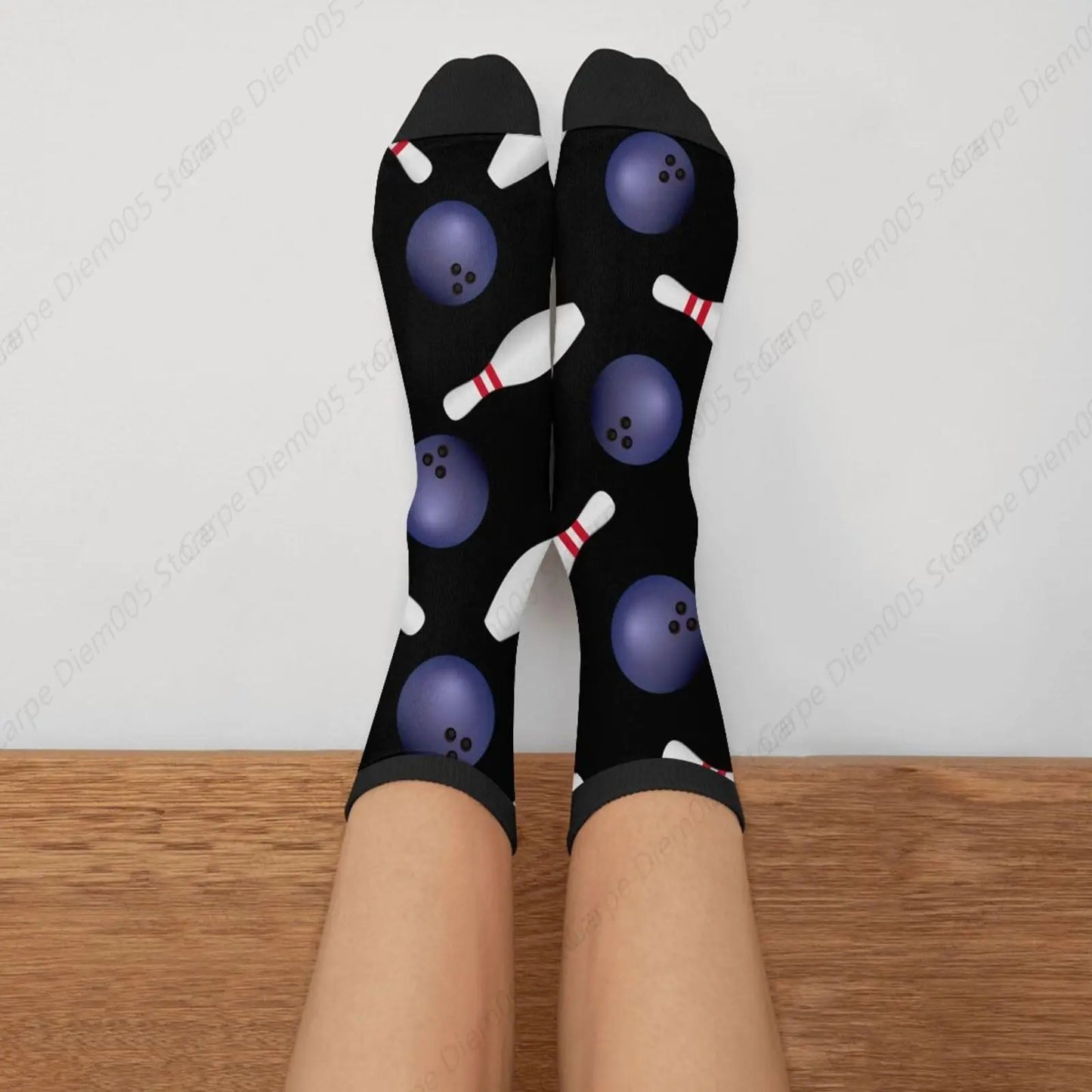 Bowling Socks Novelty Funny Crew Socks Crazy Gifts For Men Women Sports Lovers