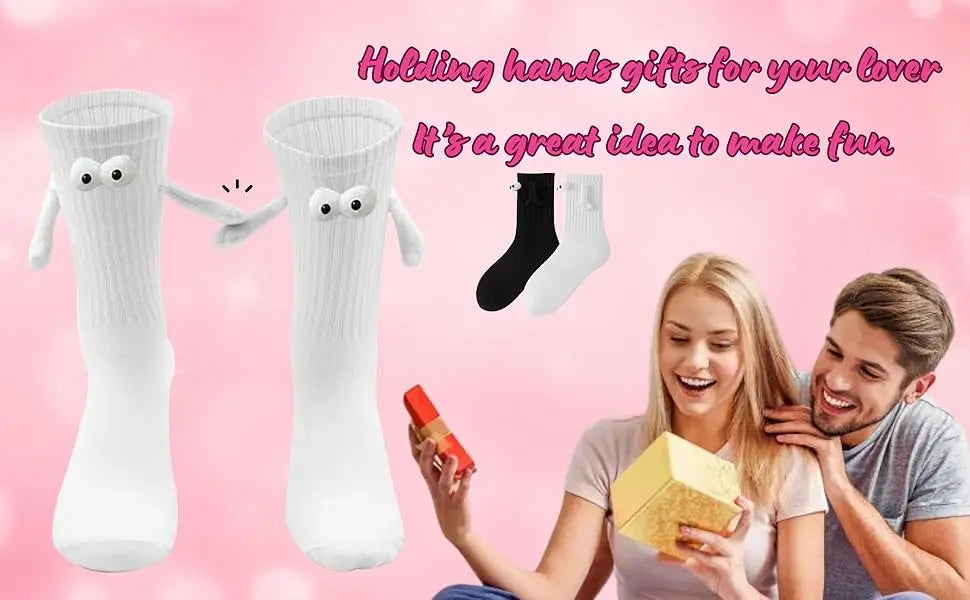 Novelty Magnetic Holding Hands Socks Funny Couples Socks Gifts for Women Men Teens Friends Couples Anniversary Birthday Gifts