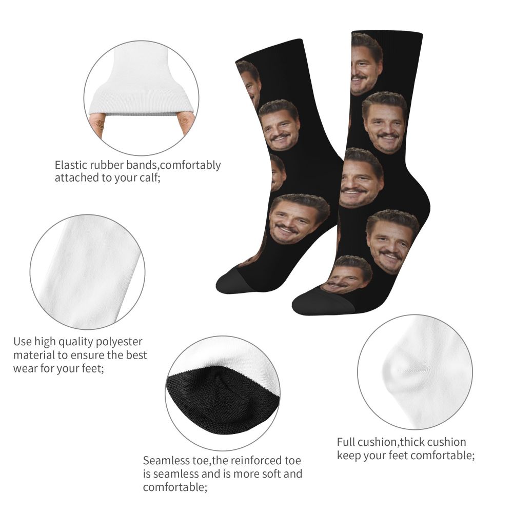 Novelty Mens Pedro Pascal Smile Unisex Winter Socks Hip Hop Happy Socks Street Style Crazy Sock