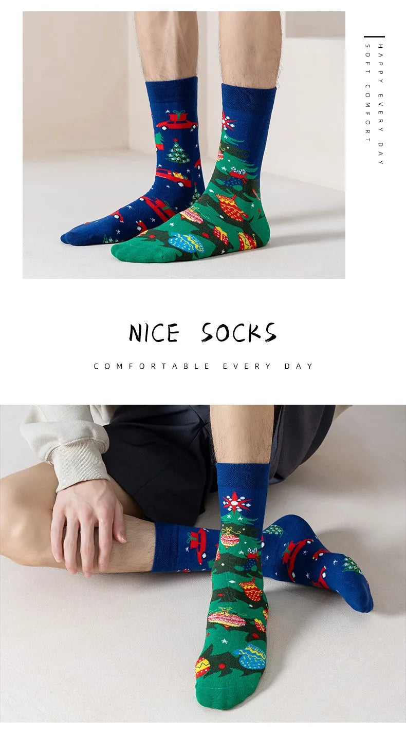 Men's Novelty  Fun Dress Socks AB Styles Fashion Personality Cartoon Colorful Funky Fancy Crazy Funny Casual Crew Socks