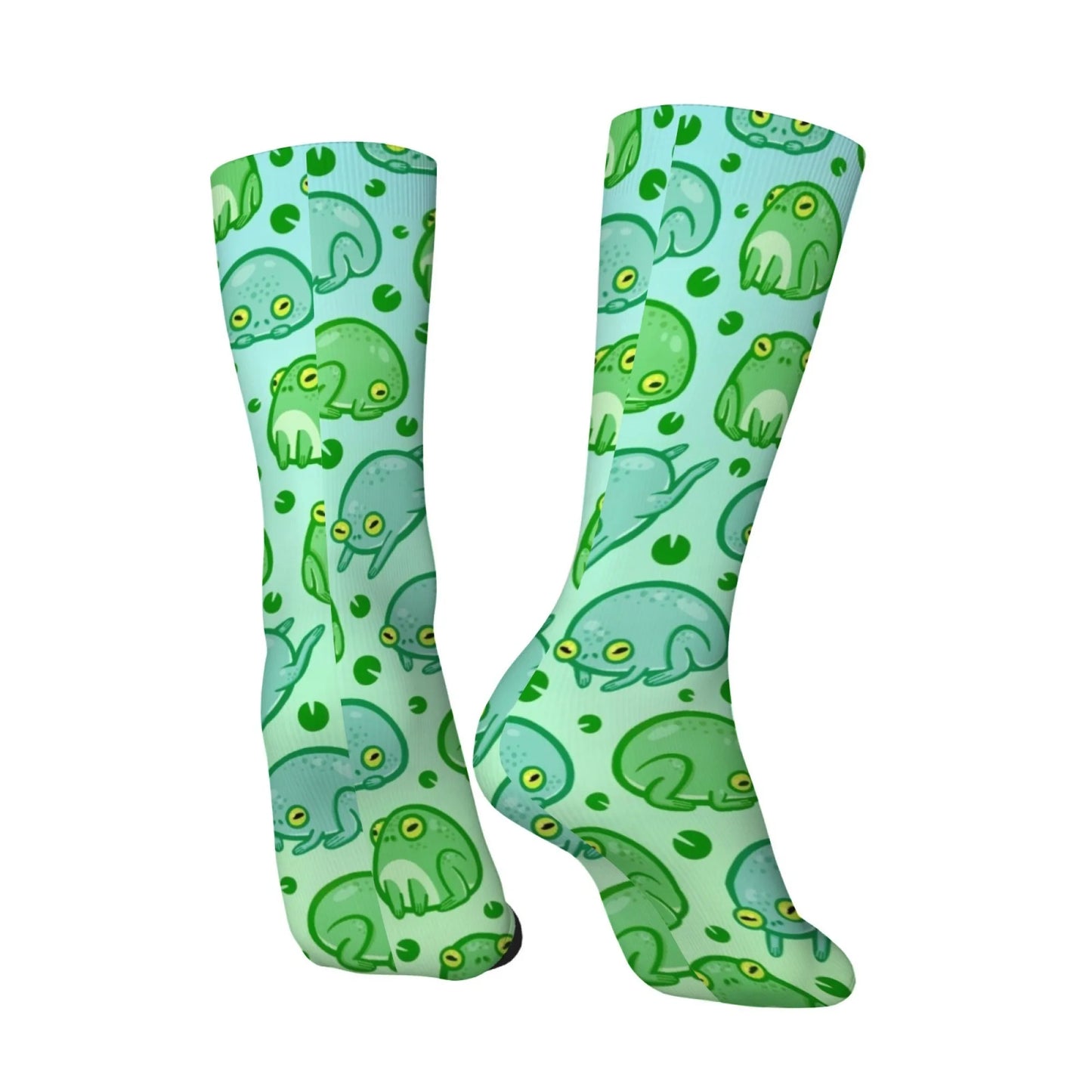 Novelty cartoon frog print men's socks Harajuku street style retro trend comfortable breathable non-slip casual socks fun gift