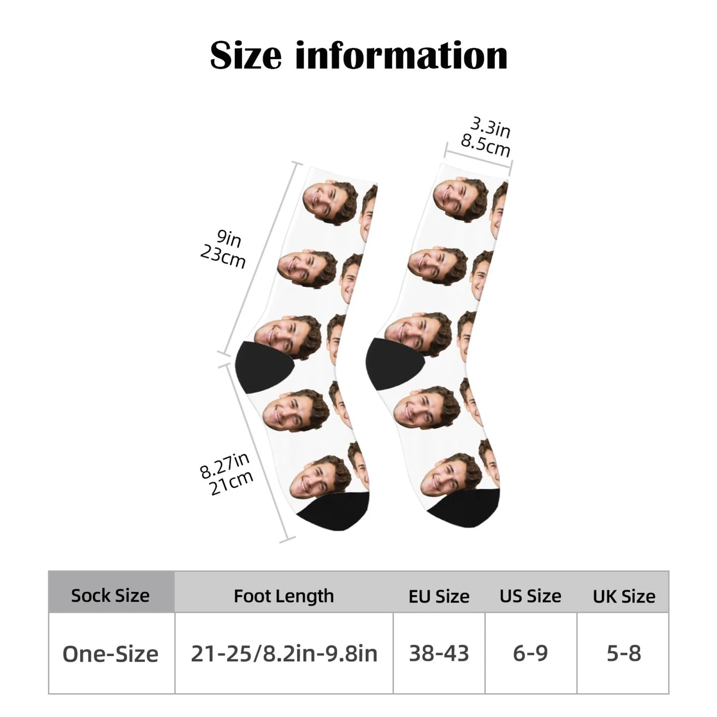 Novelty Custom Face Socks DIY Personalized Photo Custom Socks Crazy Funny Men's Socks Christmas Party Birthday Anniversary Gift