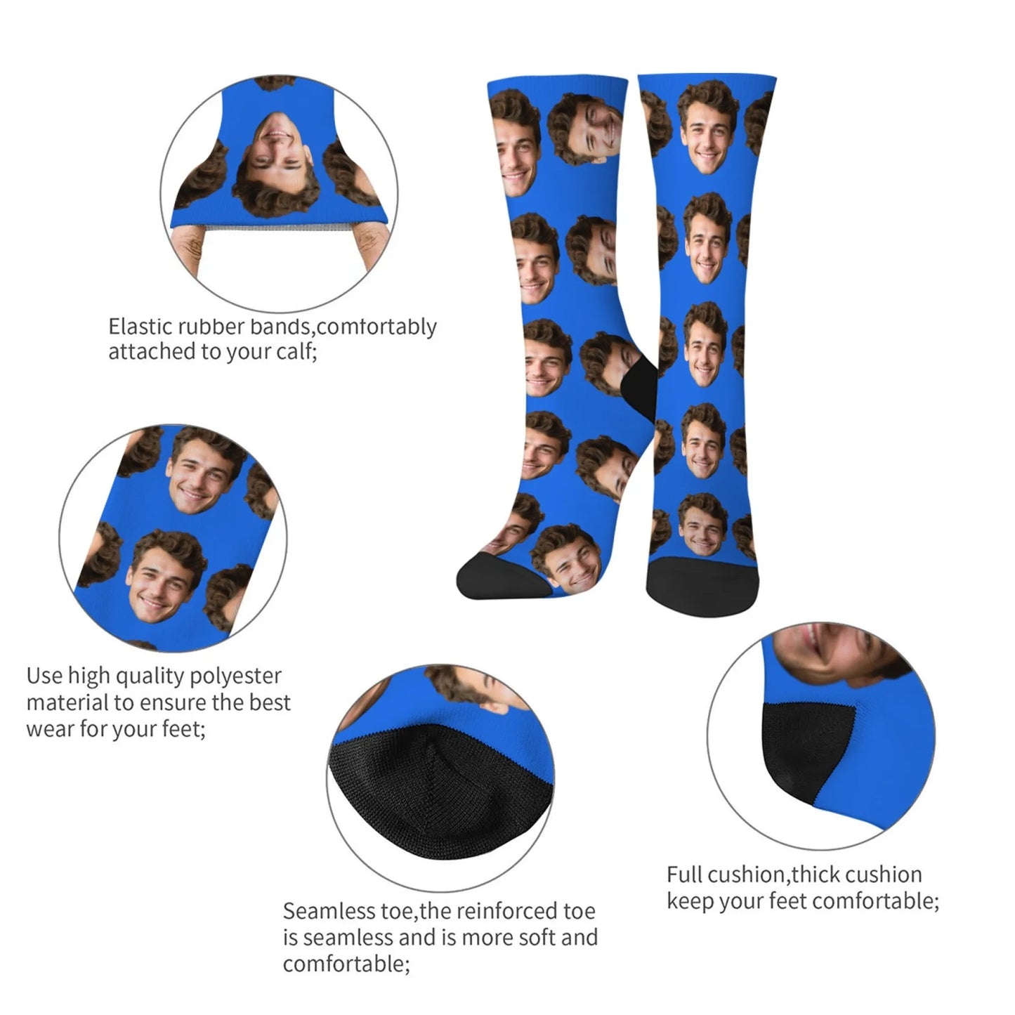 Novelty Custom Face Socks DIY Personalized Photo Custom Socks Crazy Funny Men's Socks Christmas Party Birthday Anniversary Gift