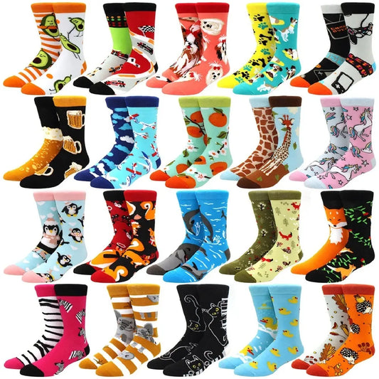 Men’s Crew Yin Yang Animal Socks – Colorful Mismatched Style