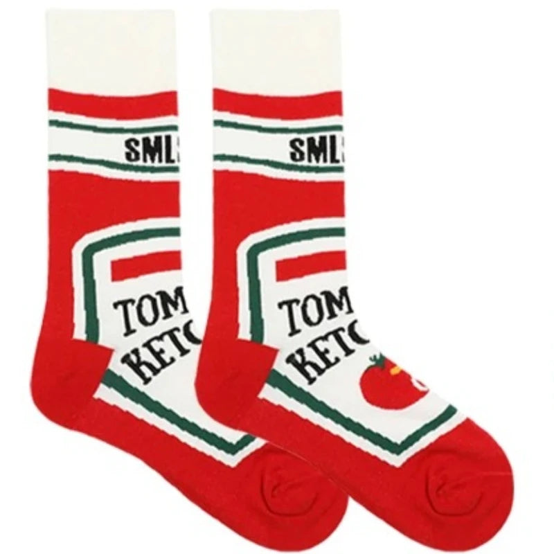 Novelty Sock Women Female Cotton Casual Funny Cute Short Food Socks Creative Printed Hosiery Harajuku Mid-Calf Personality