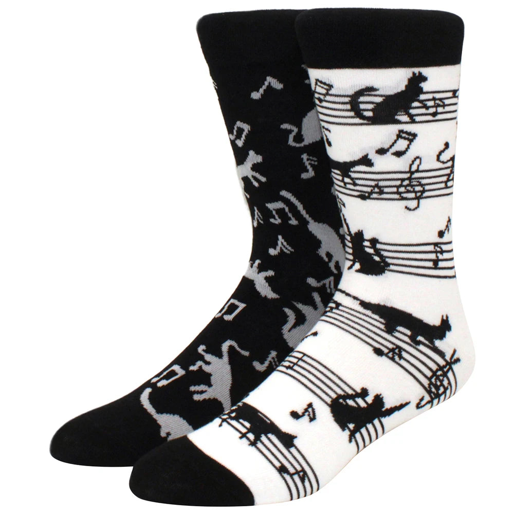 Men’s Crew Yin Yang Animal Socks – Colorful Mismatched Style