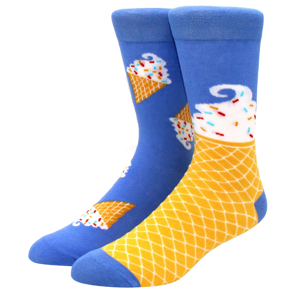 Men's mid-rise socks AB asymmetrical animal series fashion personality color skateboard yin and yang socks