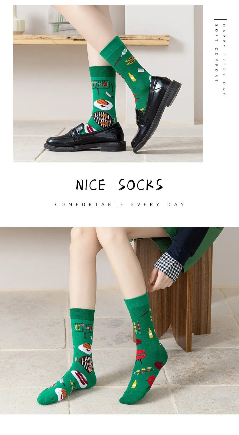 Men's Novelty  Fun Dress Socks AB Styles Fashion Personality Cartoon Colorful Funky Fancy Crazy Funny Casual Crew Socks