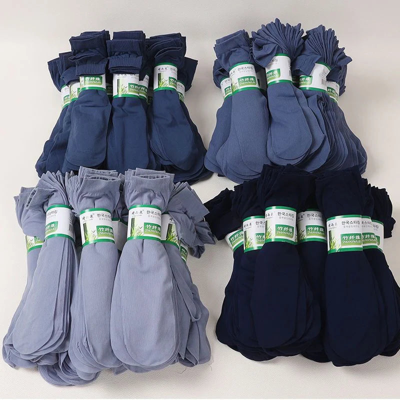 10pairs Men Ultra-thin Transparent Ice Silk Socks Summer Socks Solid Business Socks Breathable Soft Socks Ankle Socks