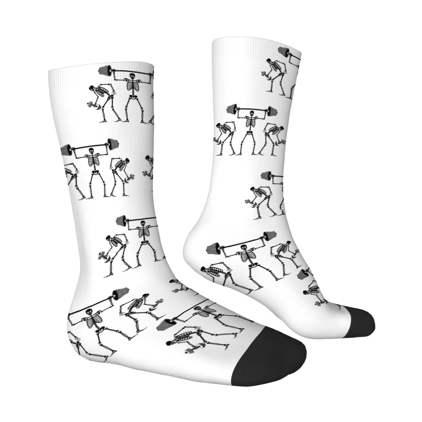 Novel and Fun Skull-themed Weightlifting Squat Socks Fun Creative Stylish Unique Comfortable Breathable and Durable Socks