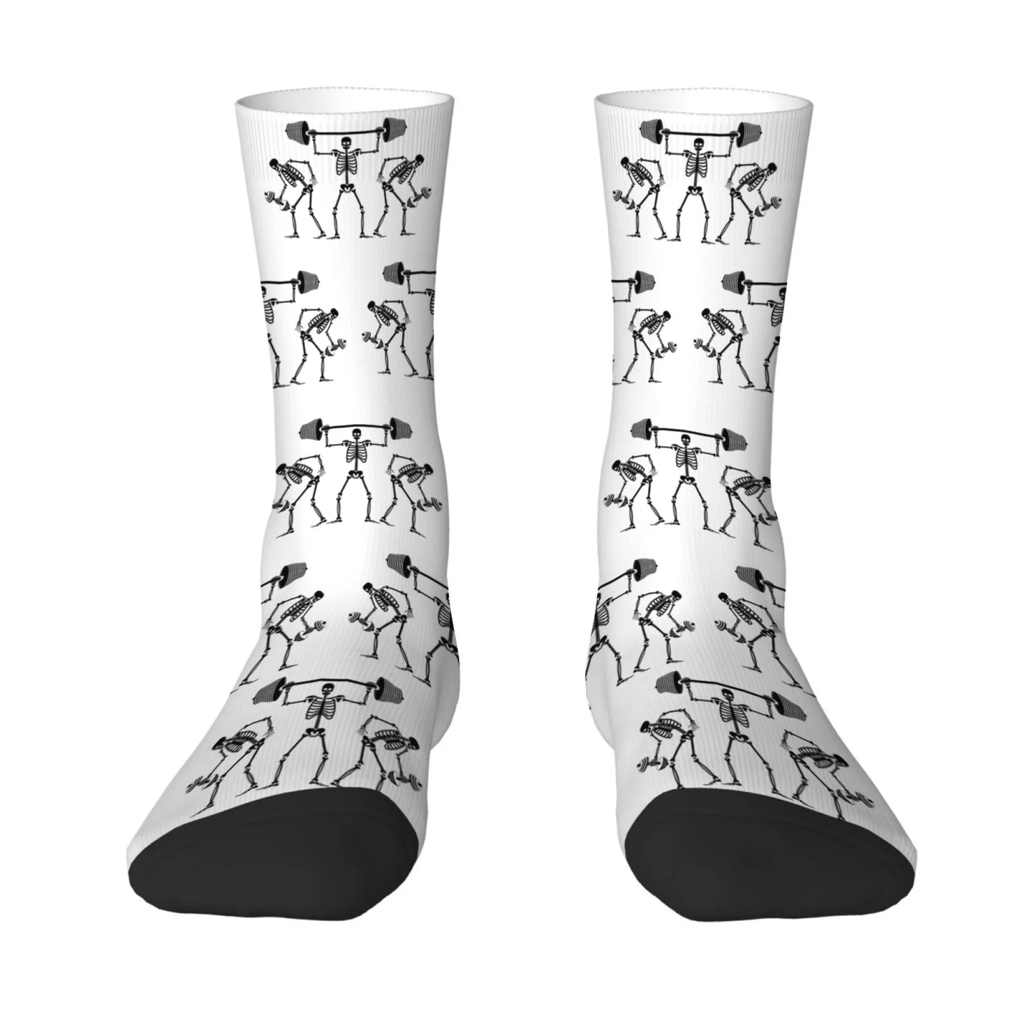 Novel and Fun Skull-themed Weightlifting Squat Socks Fun Creative Stylish Unique Comfortable Breathable and Durable Socks
