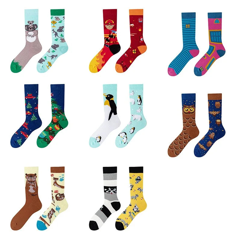 Men's Novelty  Fun Dress Socks AB Styles Fashion Personality Cartoon Colorful Funky Fancy Crazy Funny Casual Crew Socks