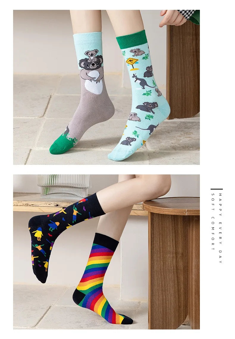 Men's Novelty  Fun Dress Socks AB Styles Fashion Personality Cartoon Colorful Funky Fancy Crazy Funny Casual Crew Socks