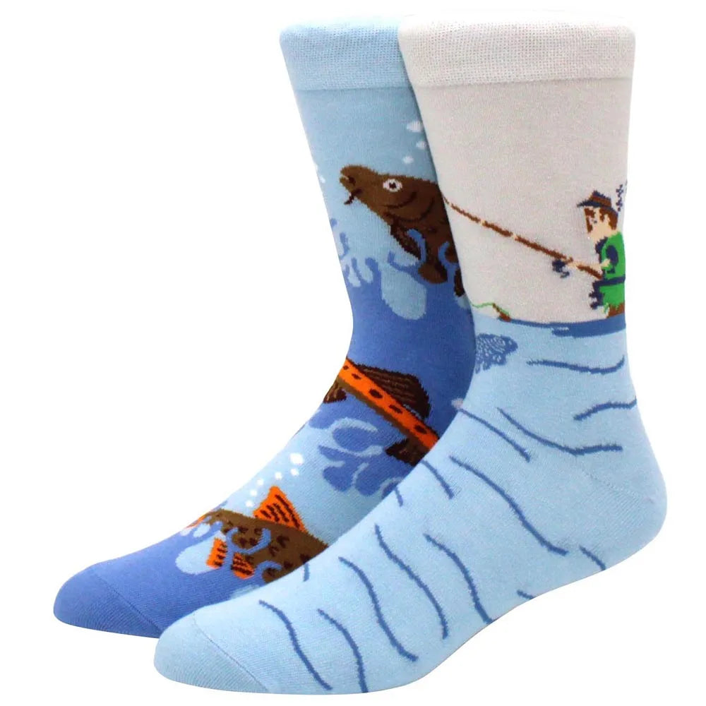 Men's mid-rise socks AB asymmetrical animal series fashion personality color skateboard yin and yang socks