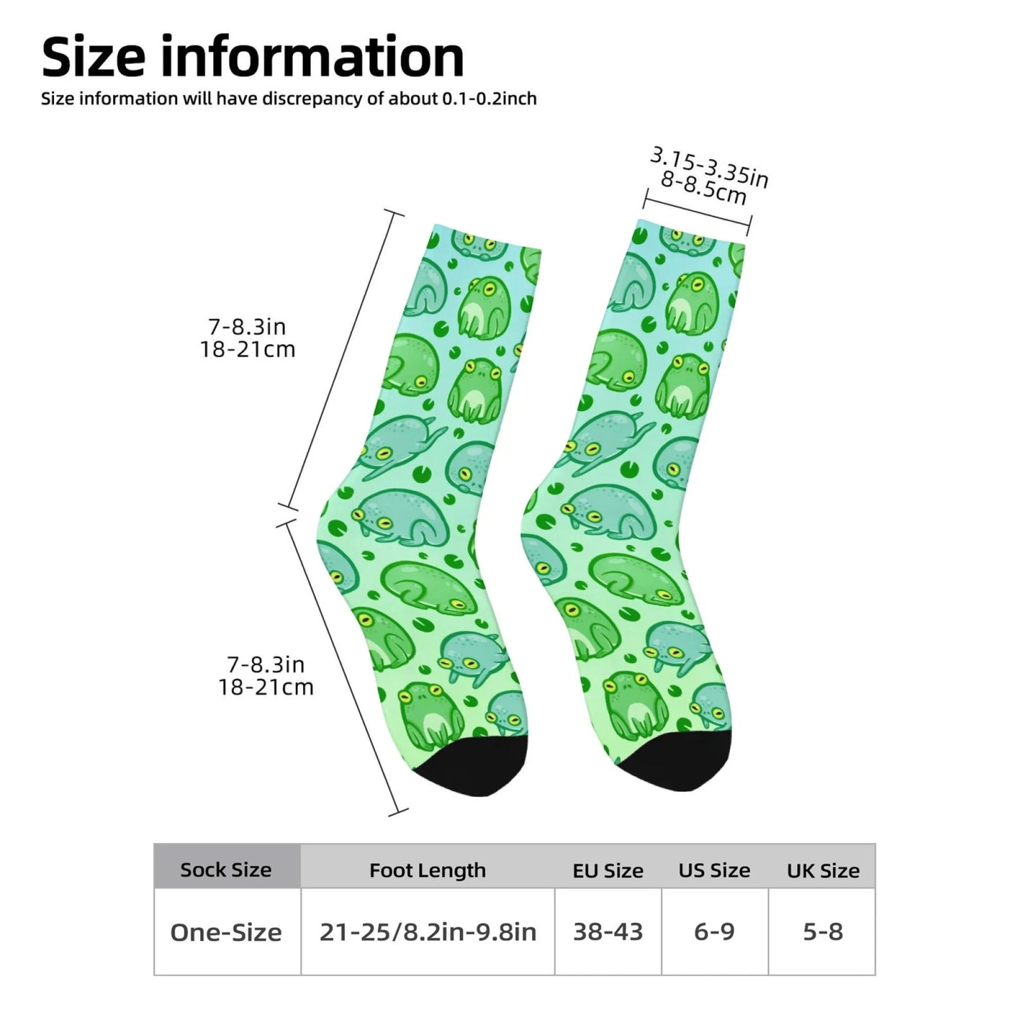 Novelty cartoon frog print men's socks Harajuku street style retro trend comfortable breathable non-slip casual socks fun gift