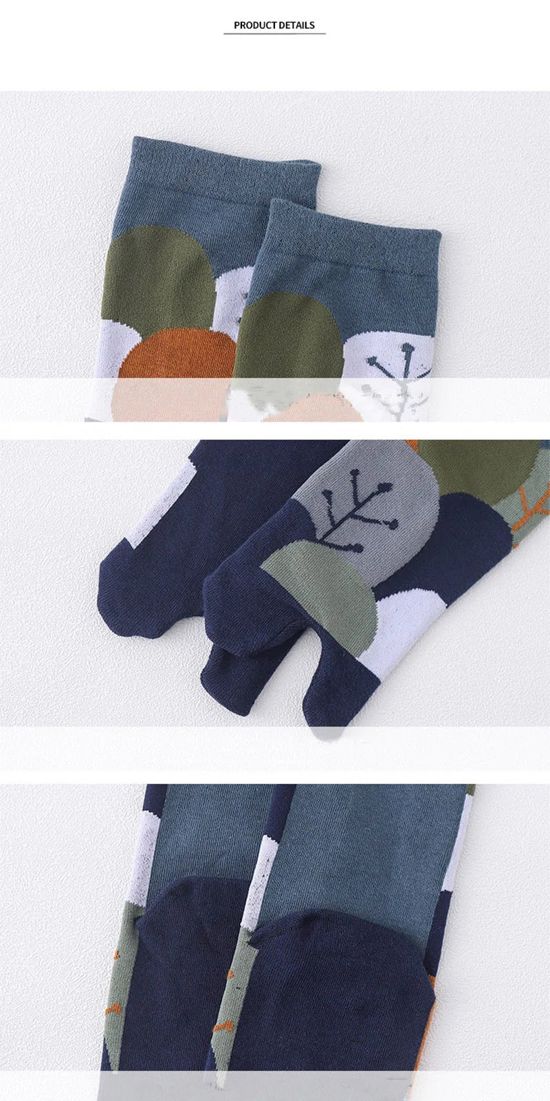 Novelty Tabi Socks Two Toed Sock Japanese Style Cartoon Plants Tree Art Sock Harajuku Cotton Long Two Finger Socks Men Fashions