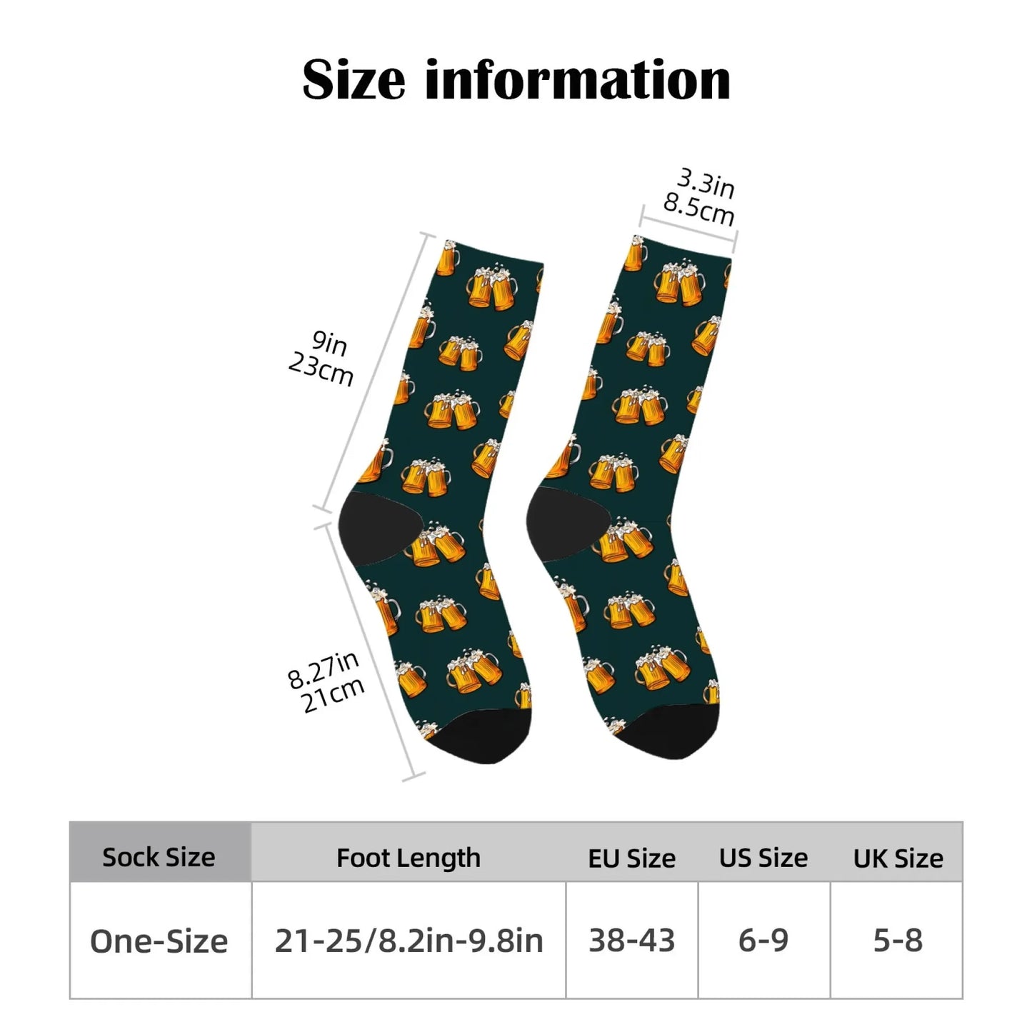 Novelty funny beer socks happy men's socks beer festival party carnival Harajuku retro style street hip hop trend socks gift
