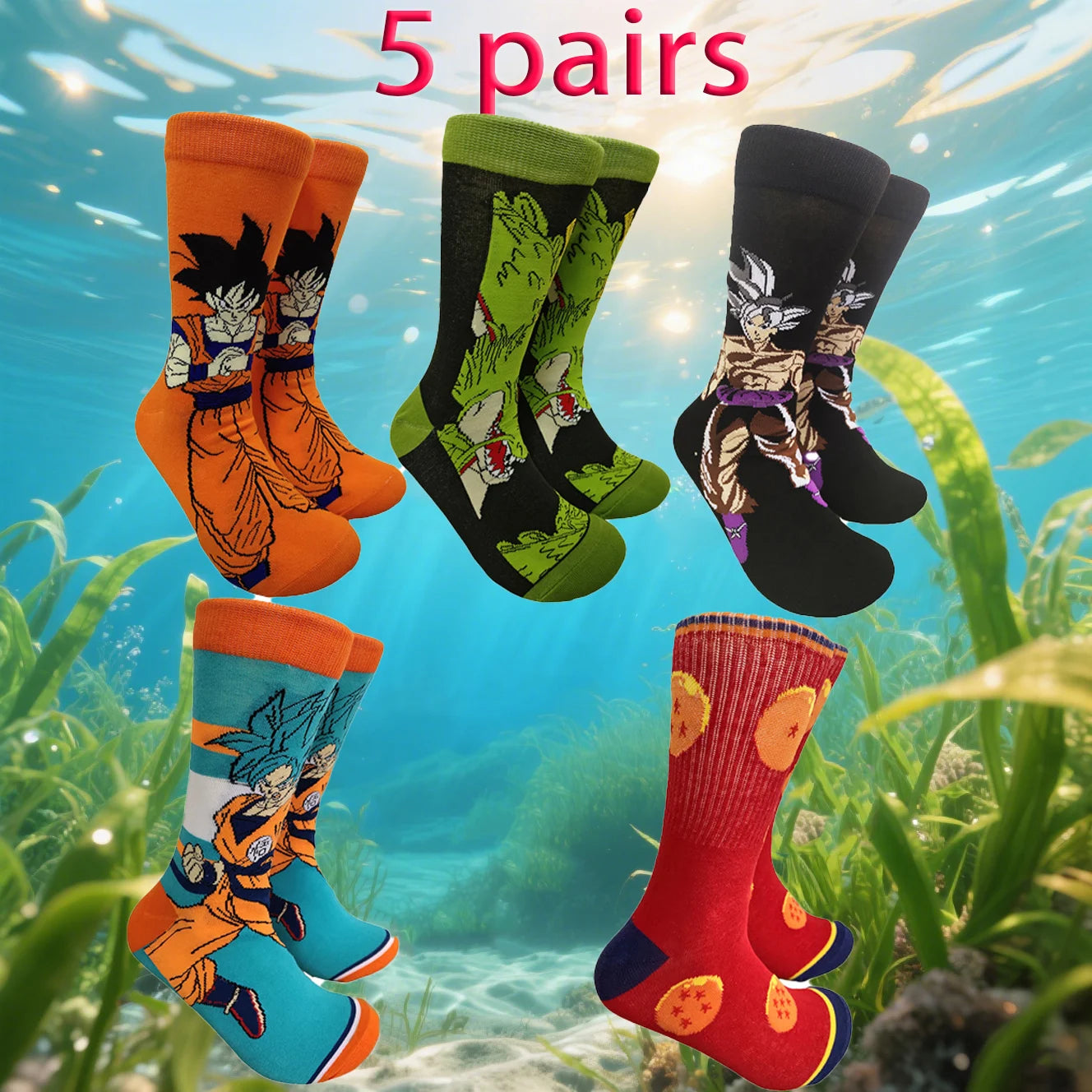 5 pairs of novel cartoon socks for men and women, comfortable long socks for role-playing, comfortable gifts for men and women