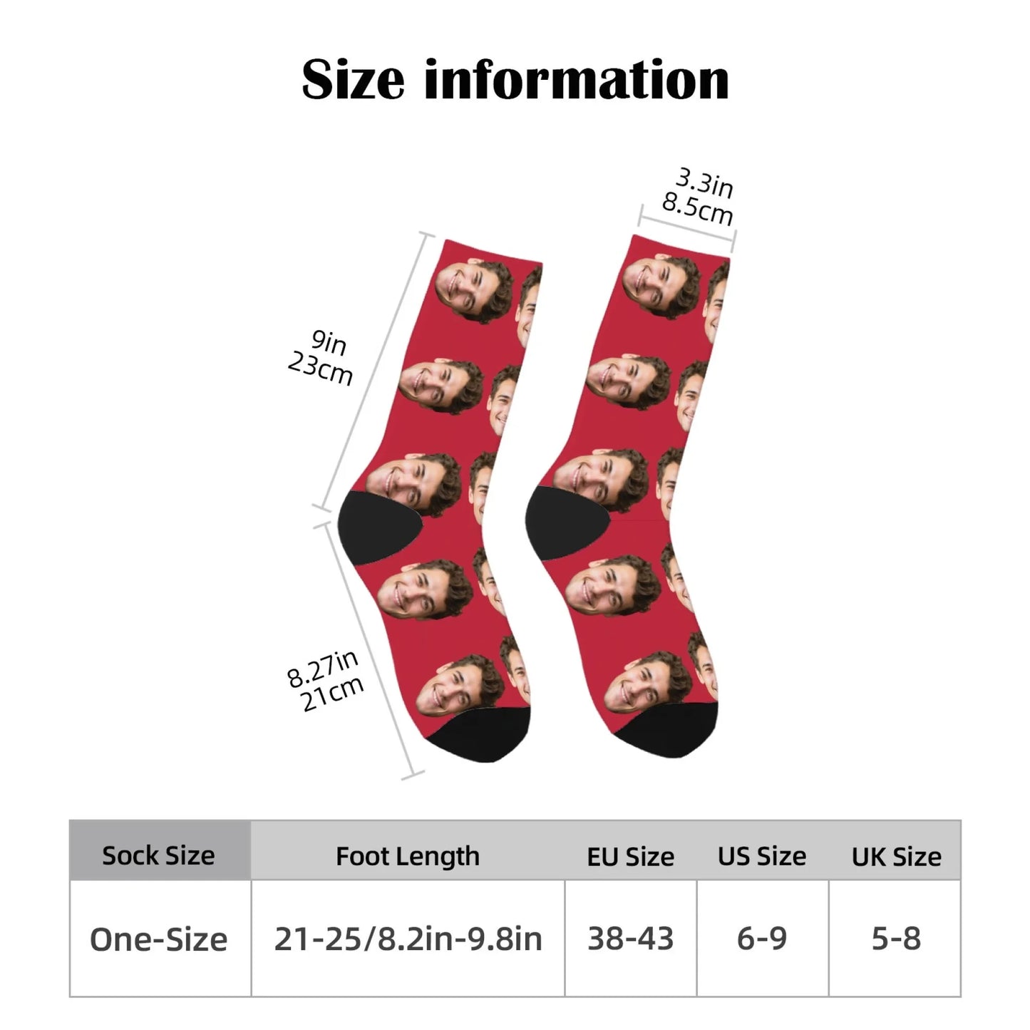 Novelty Custom Face Socks DIY Personalized Photo Custom Socks Crazy Funny Men's Socks Christmas Party Birthday Anniversary Gift