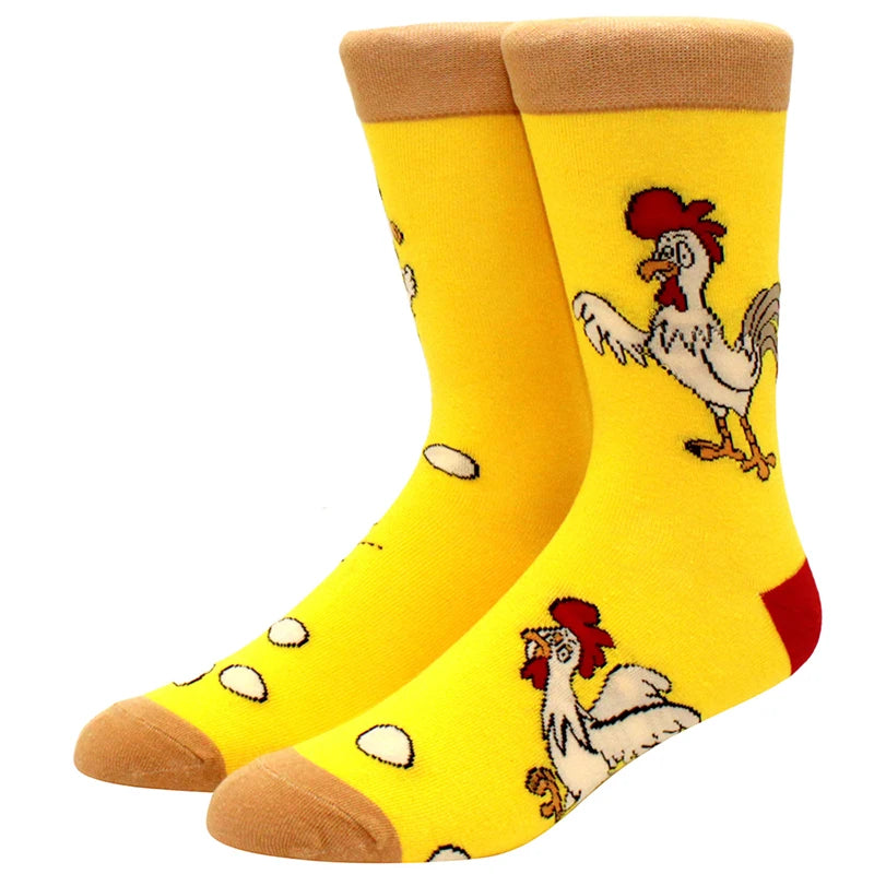 Men's mid-rise socks AB asymmetrical animal series fashion personality color skateboard yin and yang socks