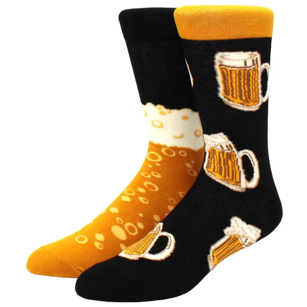 Men's mid-rise socks AB asymmetrical animal series fashion personality color skateboard yin and yang socks