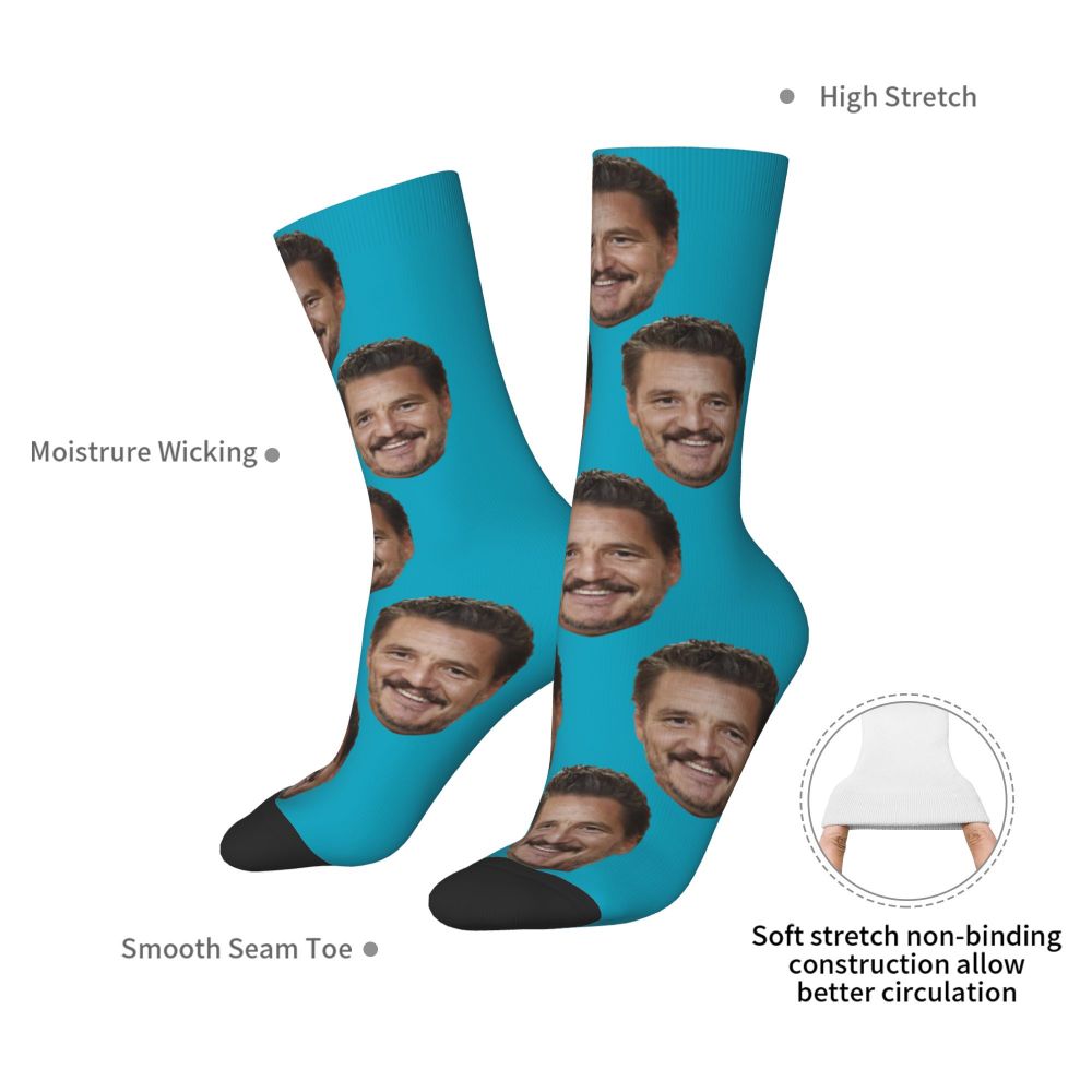 Novelty Mens Pedro Pascal Smile Unisex Winter Socks Hip Hop Happy Socks Street Style Crazy Sock
