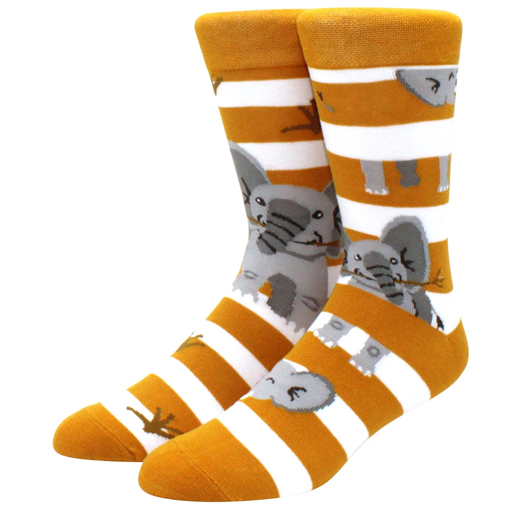 Men’s Crew Yin Yang Animal Socks – Colorful Mismatched Style
