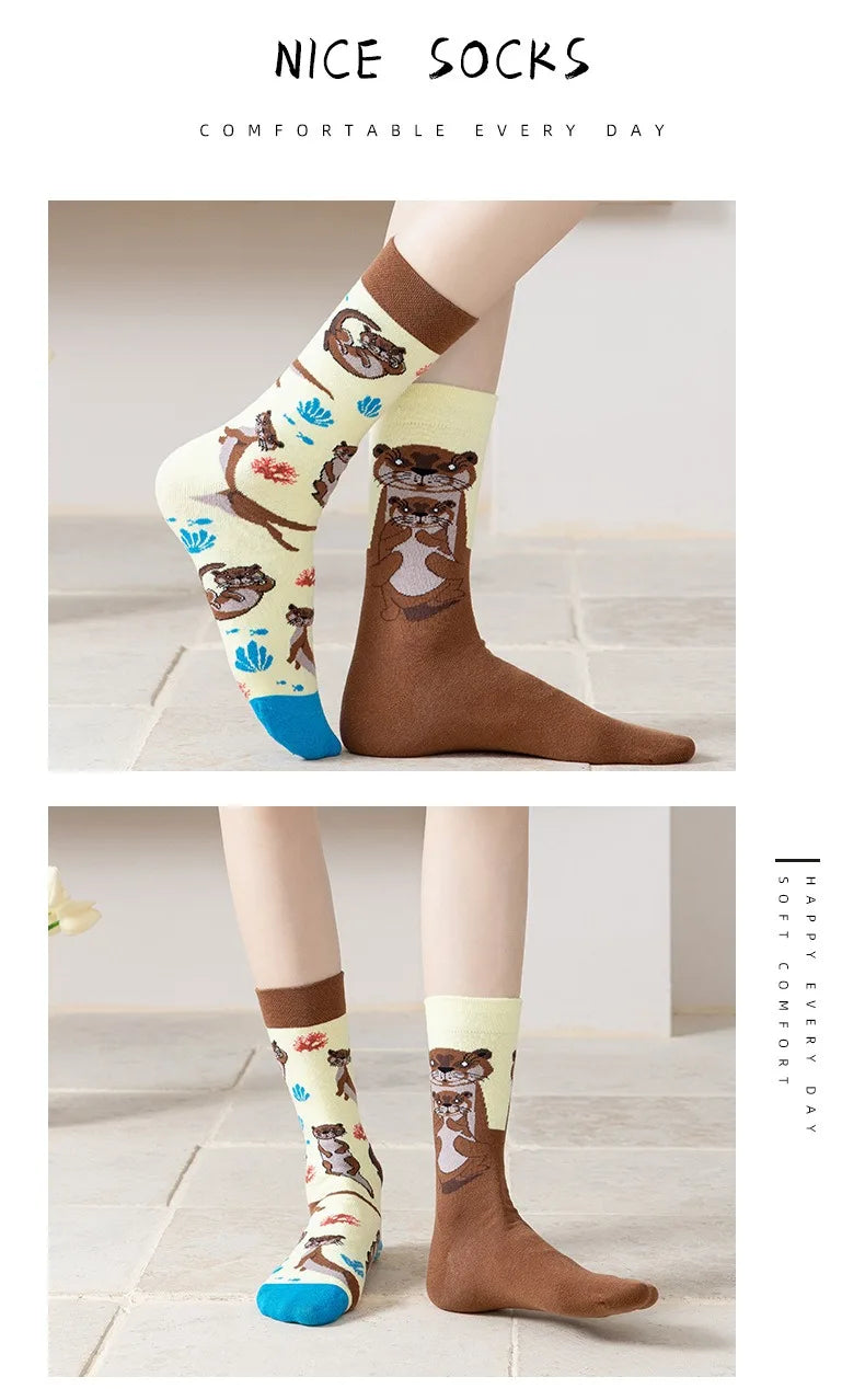 Men's Novelty  Fun Dress Socks AB Styles Fashion Personality Cartoon Colorful Funky Fancy Crazy Funny Casual Crew Socks