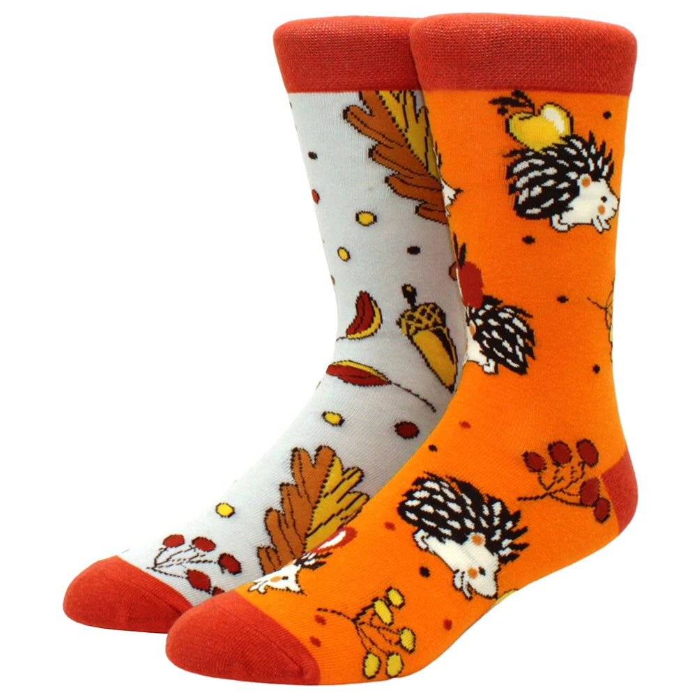 Men’s Crew Yin Yang Animal Socks – Colorful Mismatched Style