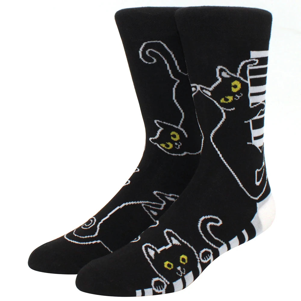 Men's mid-rise socks AB asymmetrical animal series fashion personality color skateboard yin and yang socks
