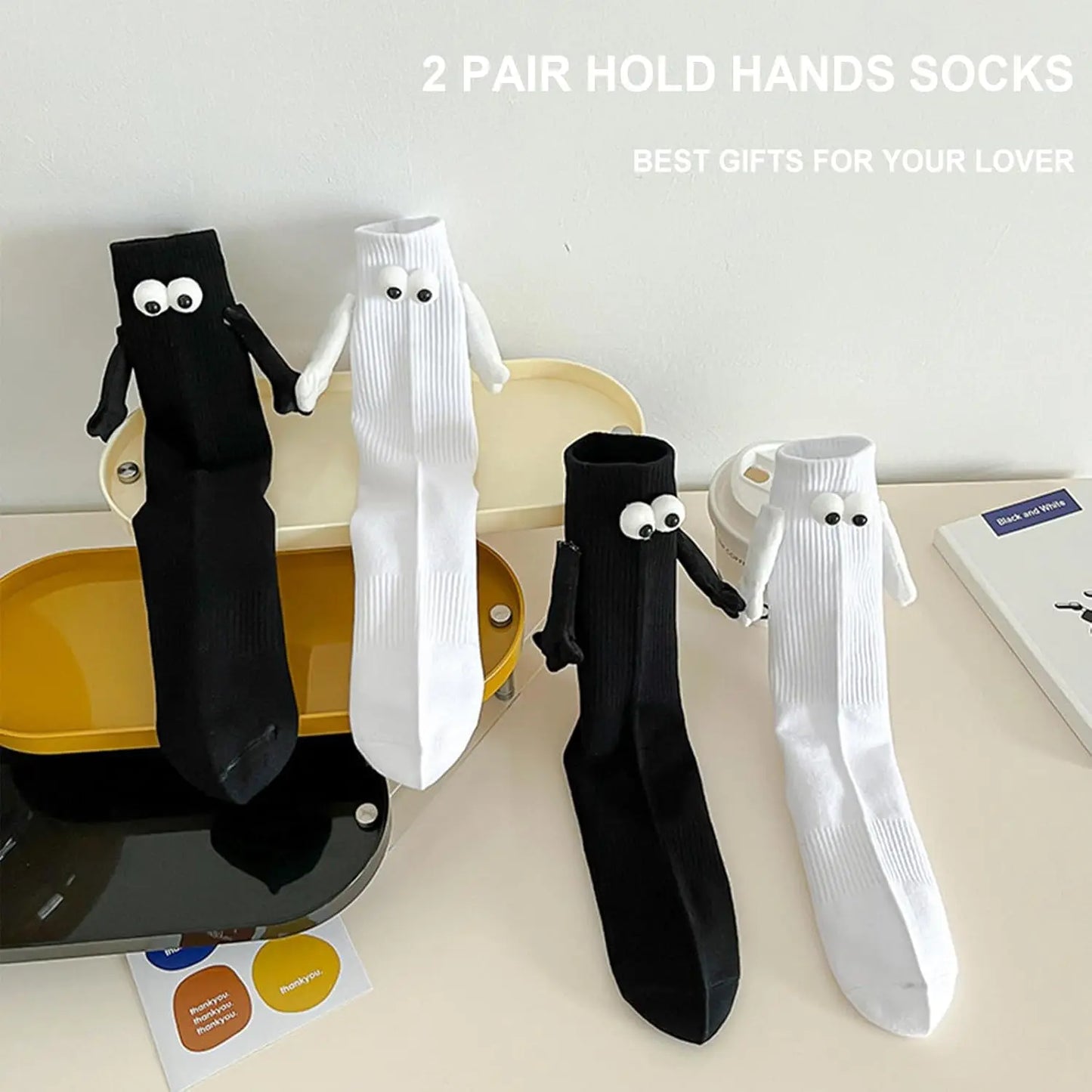 Novelty Magnetic Holding Hands Socks Funny Couples Socks Gifts for Women Men Teens Friends Couples Anniversary Birthday Gifts