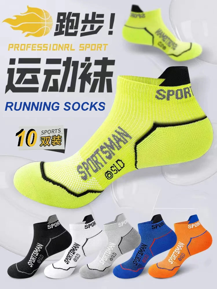 10 Pairs High Quality Socks Men's Summer Man Short Socks Breathable Ankle Socks Cotton Sports Socks Black Thin Cut Run Men Socks